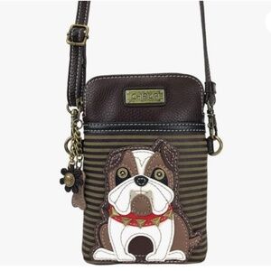 Chala Bulldog Design Mini Crossbody Phone Bag Brown